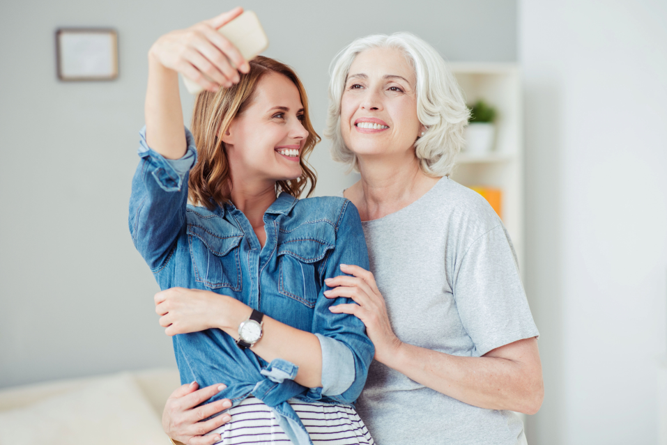Mother and Daughter taking a photo