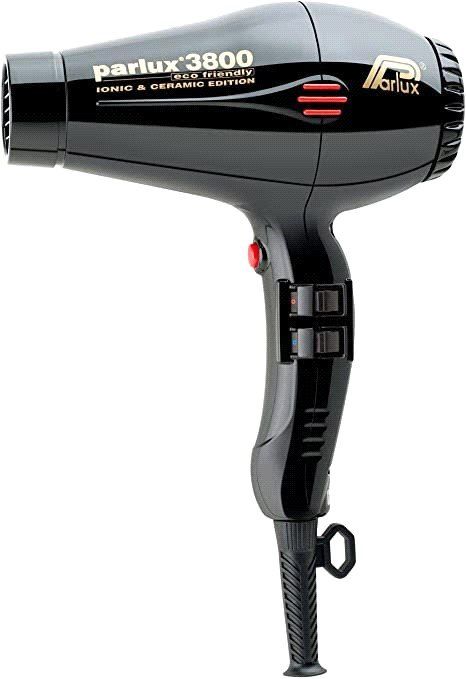 A black hair dryer with the word paralux on it