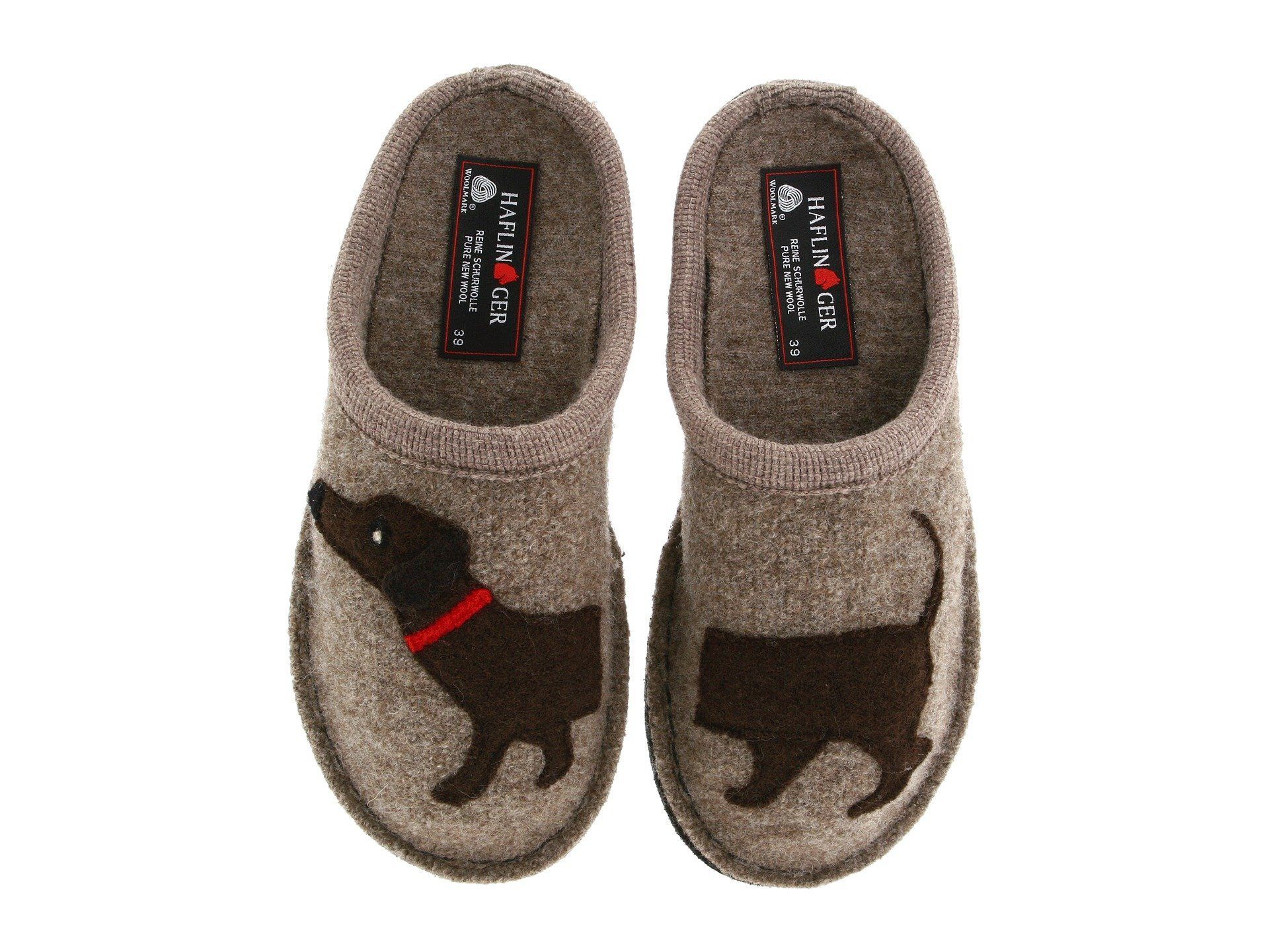 pantofole Haflinger con cane