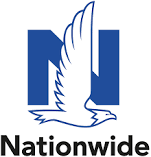 A blue and white logo for nationwide with an eagle on it.