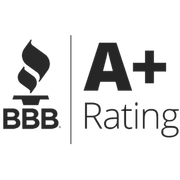 A black and white logo for the bbb rating