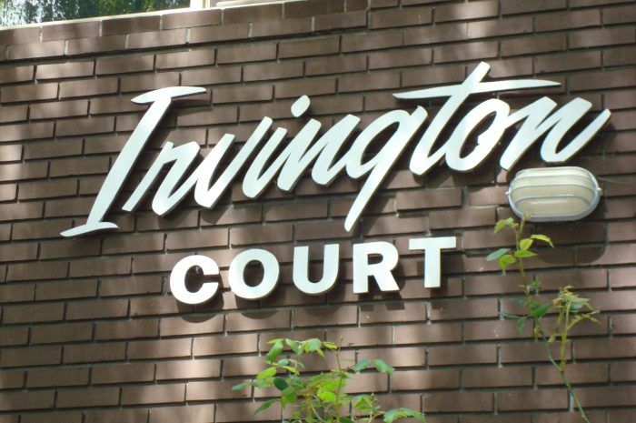 Irvington Court Sign close up