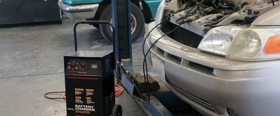 portable battery charger in garage