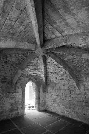 vaulted cellar of 14th-century prior's house of London White Friars, now in 65 Fleet Street building; photo Andy Chopping/MOLA