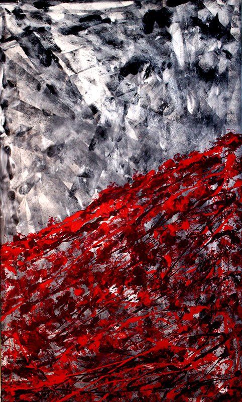 peinture abstraite blanche et rouge