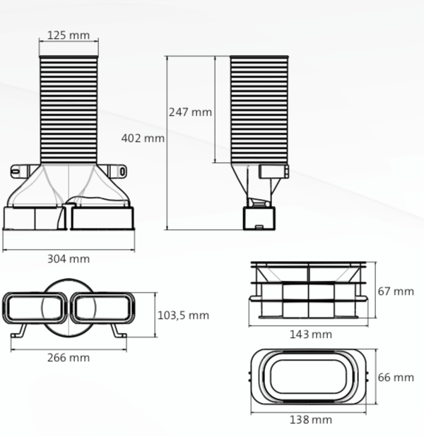 Ubbink Air Excellent  50x102mm Ductwork connections