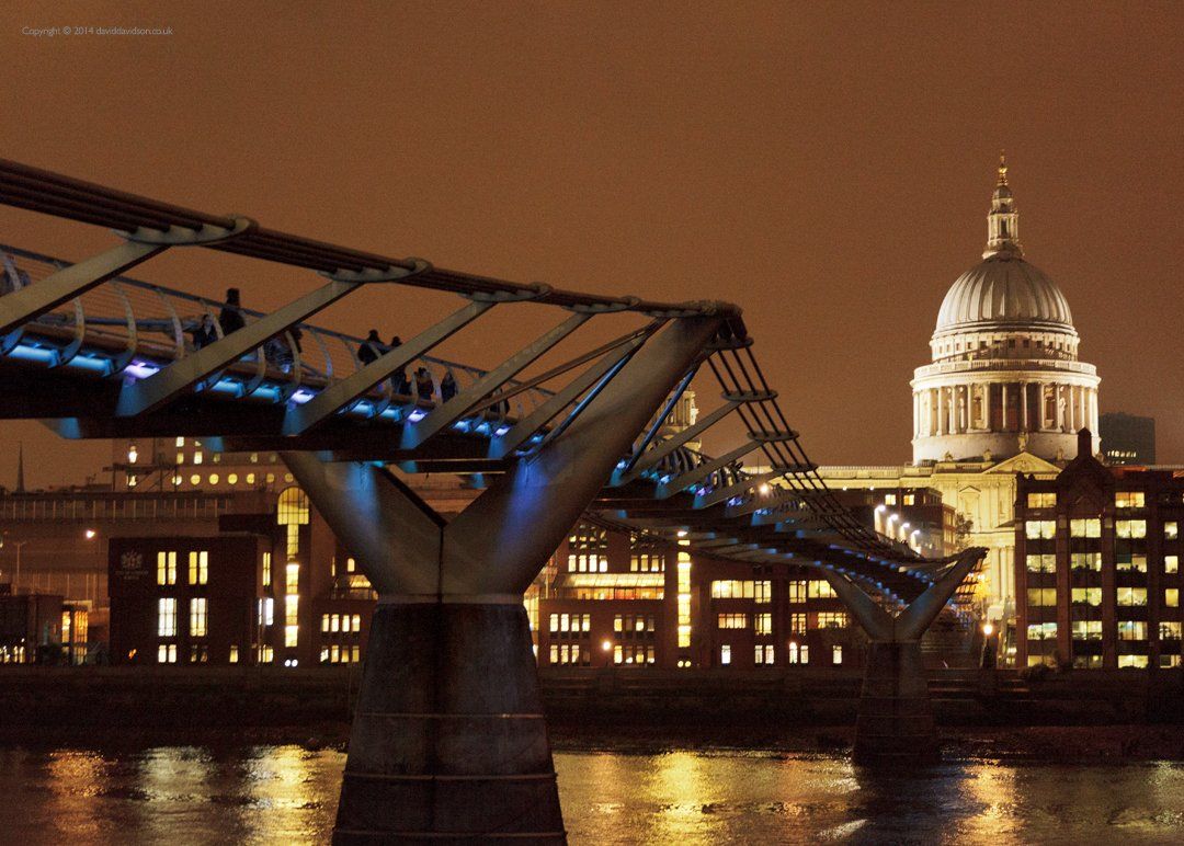 The Millennium Bridge London with St Pauls Cathedral behind.
