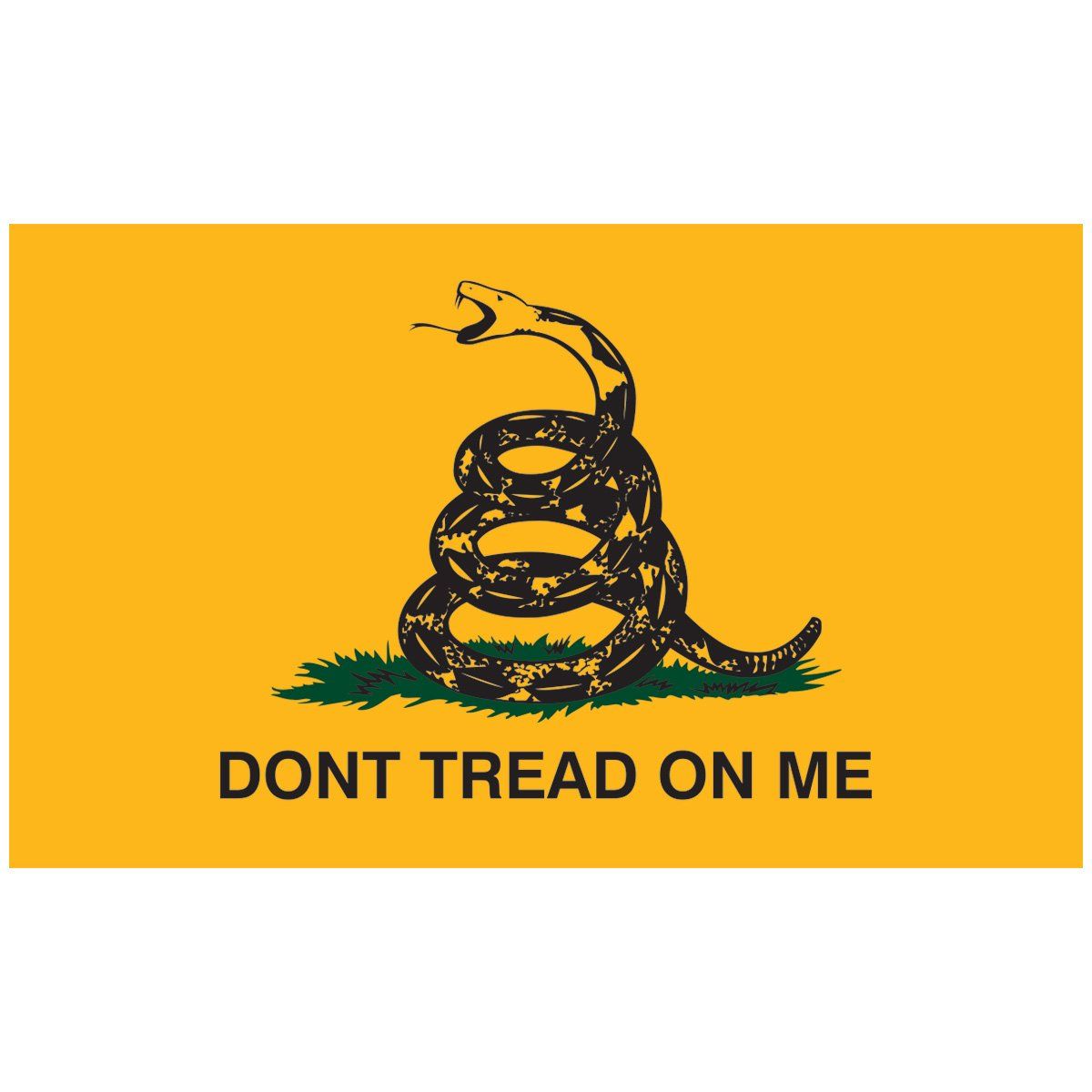 A yellow flag with a snake and the words