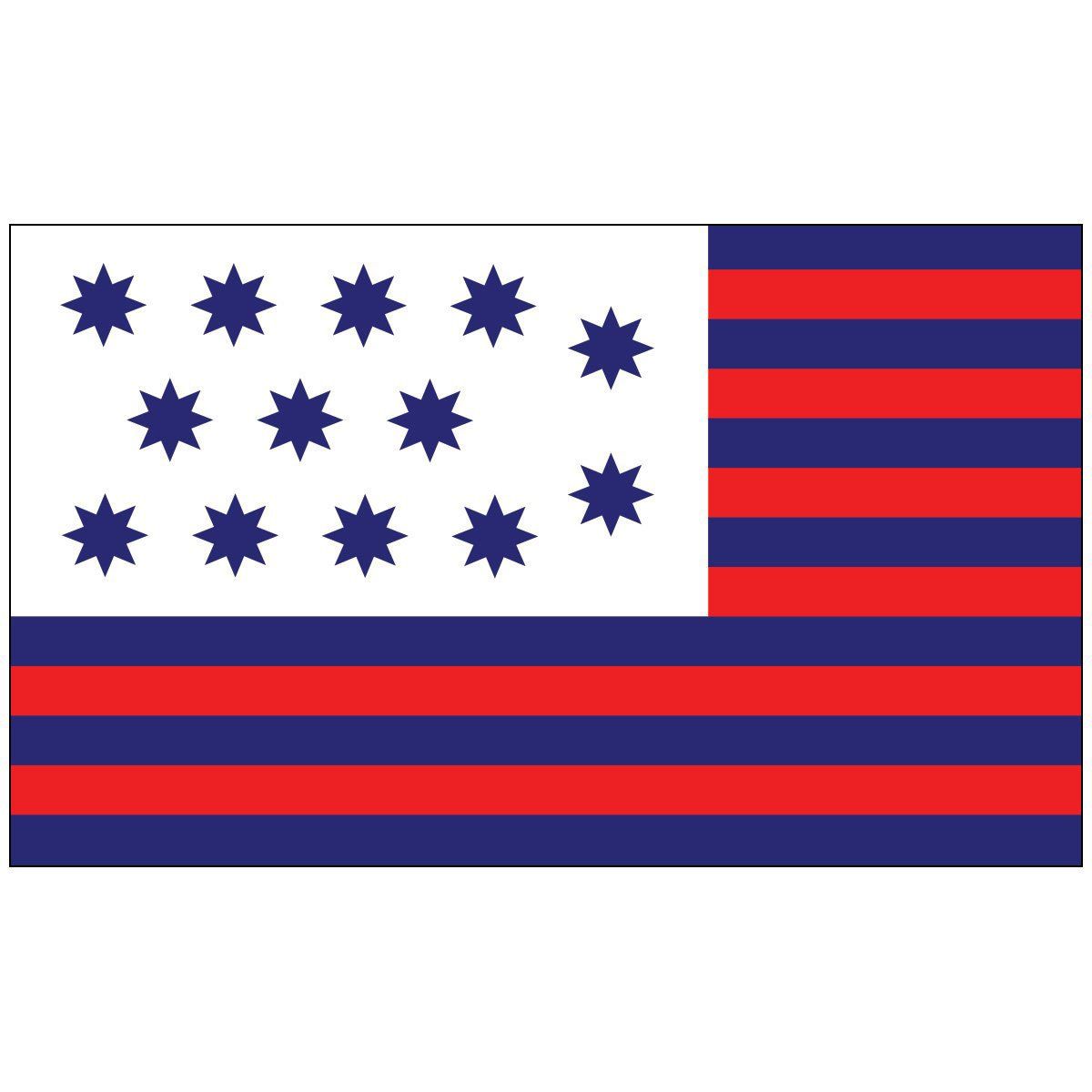 A red , white and blue flag with stars on it.