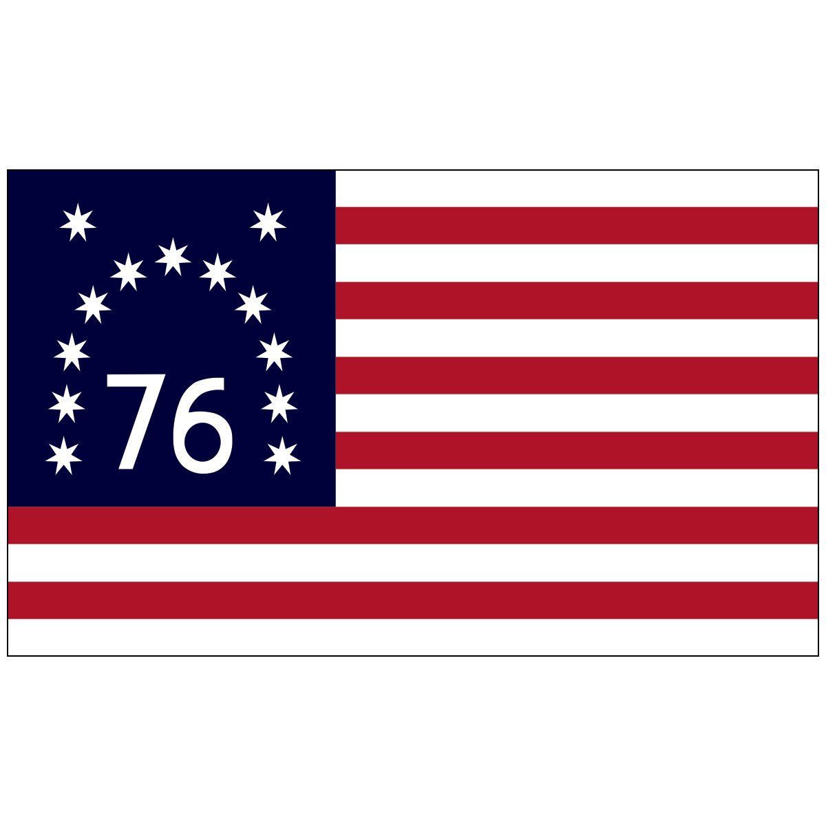 An american flag with the number 76 on it.