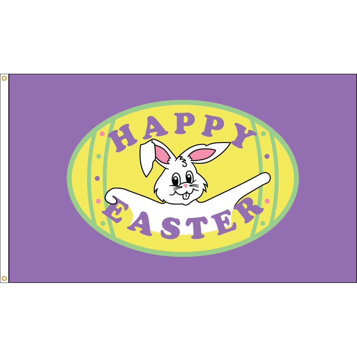 A happy easter flag with a bunny on it