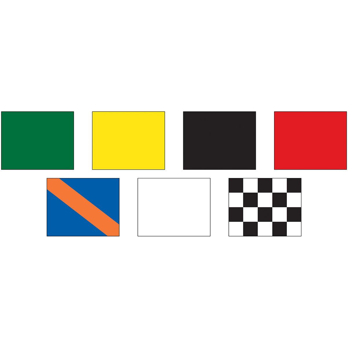 A group of flags with different colors on a white background.