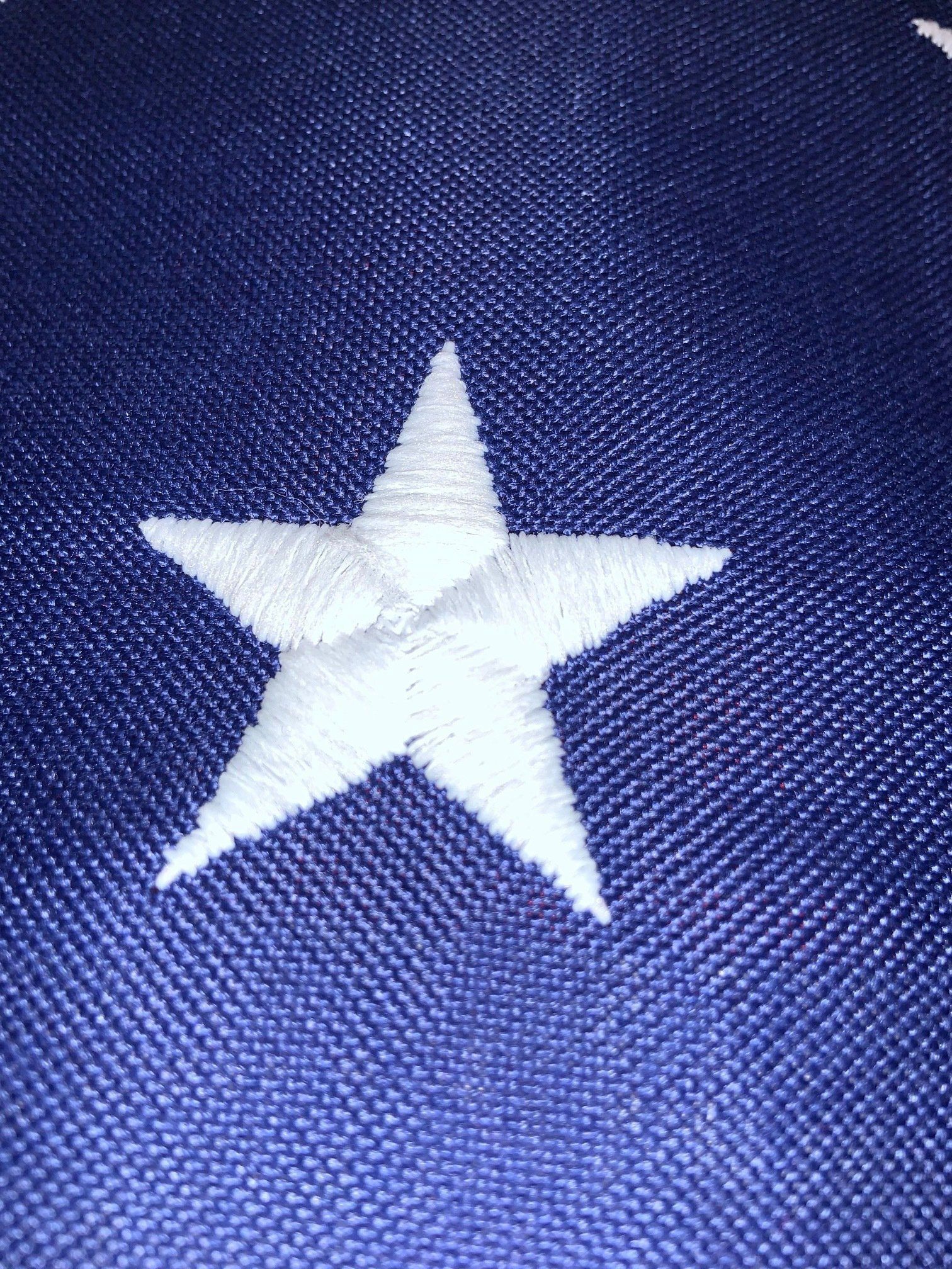 A blue flag with a white star on it