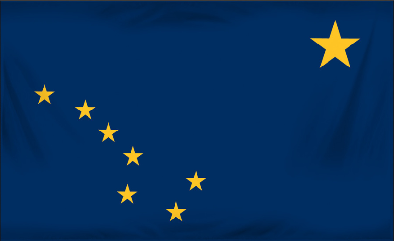 A blue flag with yellow stars and a yellow star in the middle