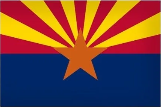 An arizona flag with a star in the middle