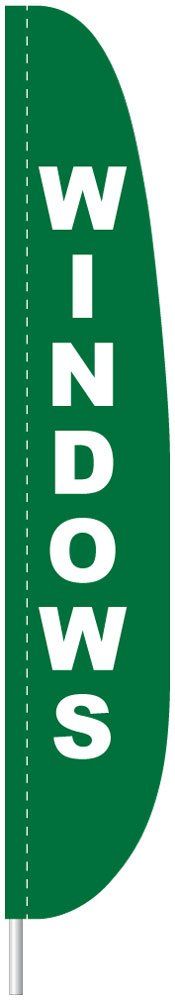 A green flag with white writing on it.