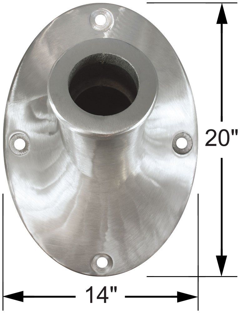 A stainless steel pipe with measurements of 20 and 14 inches