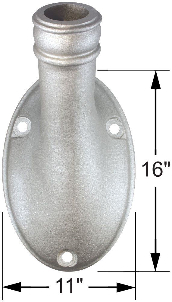 A picture of a metal object with measurements on it.