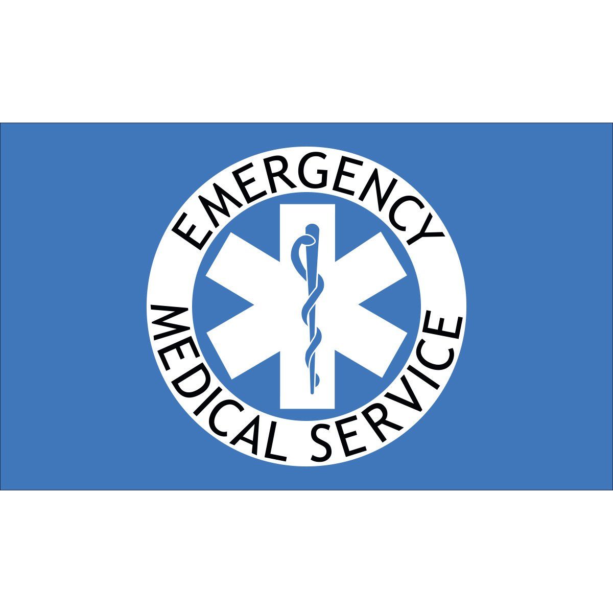 An emergency medical service logo on a blue background