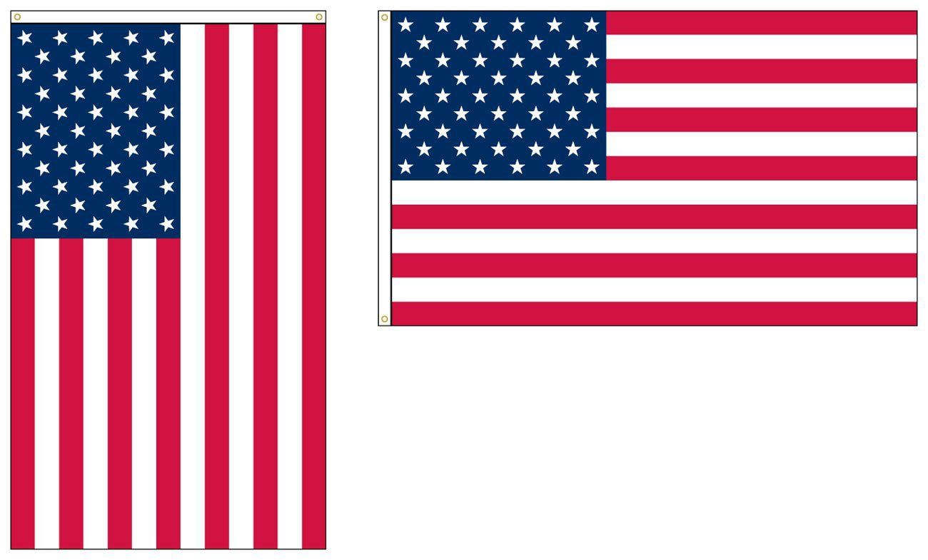 Two american flags are shown side by side on a white background.
