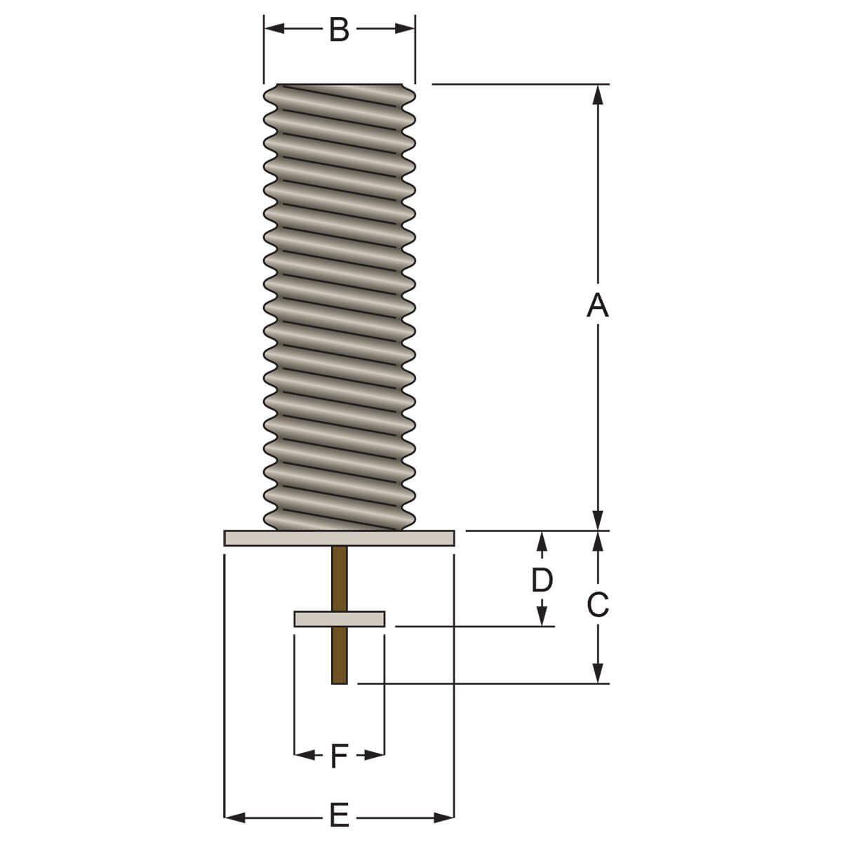 A drawing of a coil spring with measurements on a white background.