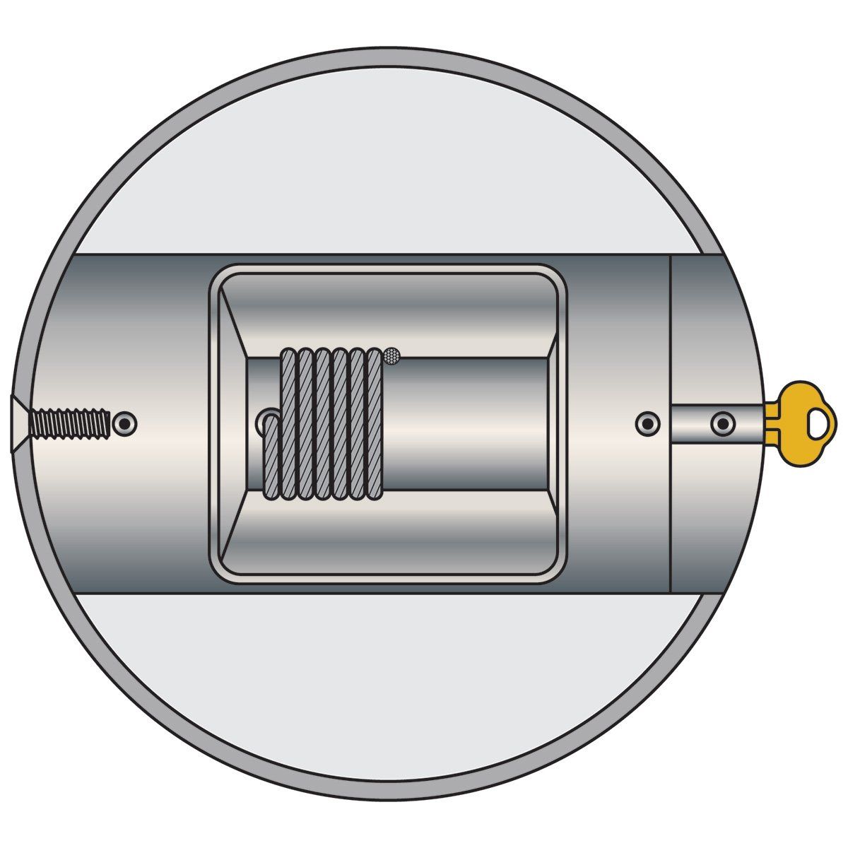 A drawing of a metal pipe with a key in it.