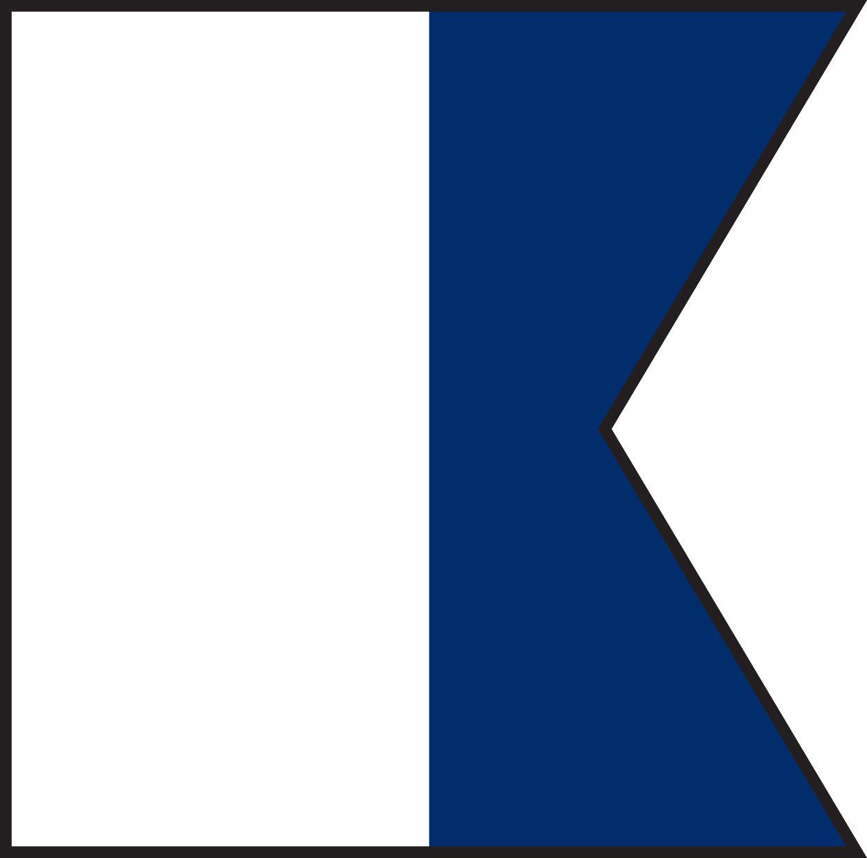 A blue and white flag with a black border