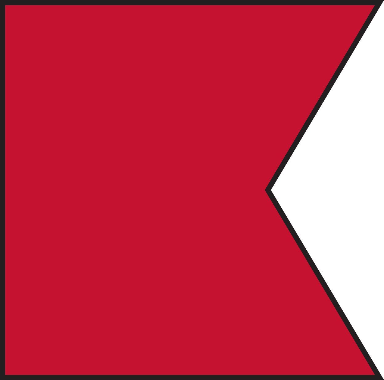 A red and white flag with a black border