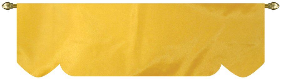 A yellow banner is hanging on a pole on a white background.