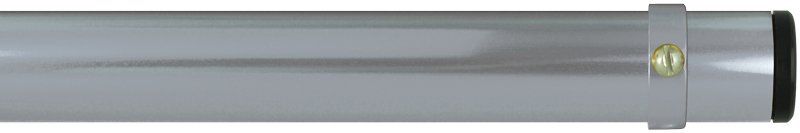 A close up of a metal pipe on a white background.