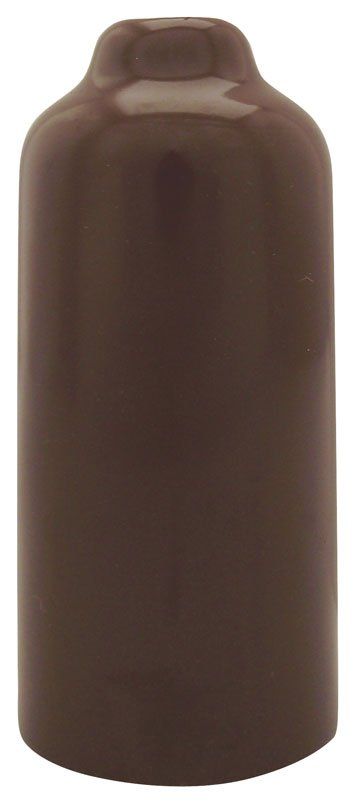 A brown vase with a hole in the middle on a white background.