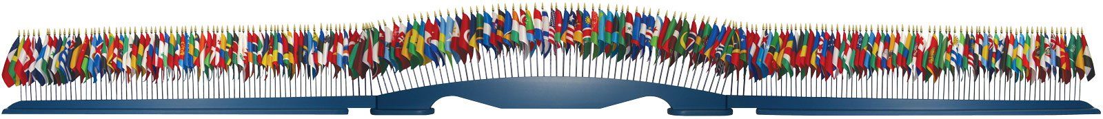 A bunch of flags are sitting on top of each other on a table.
