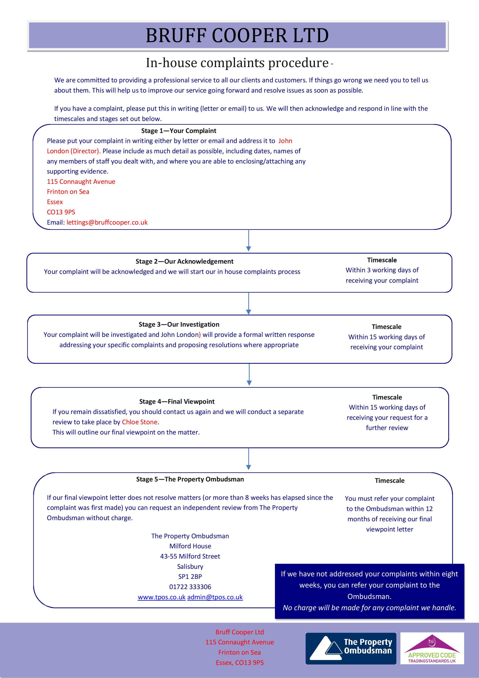 Bruff Cooper Complaints Procedure
