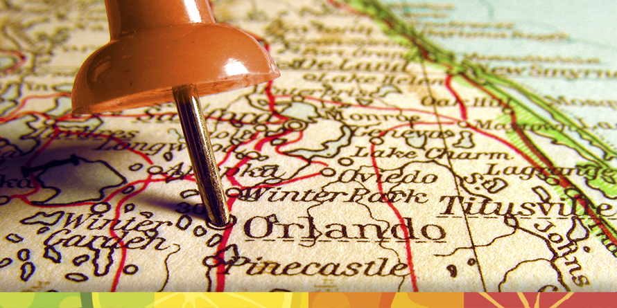 Pushpin map of orlando area