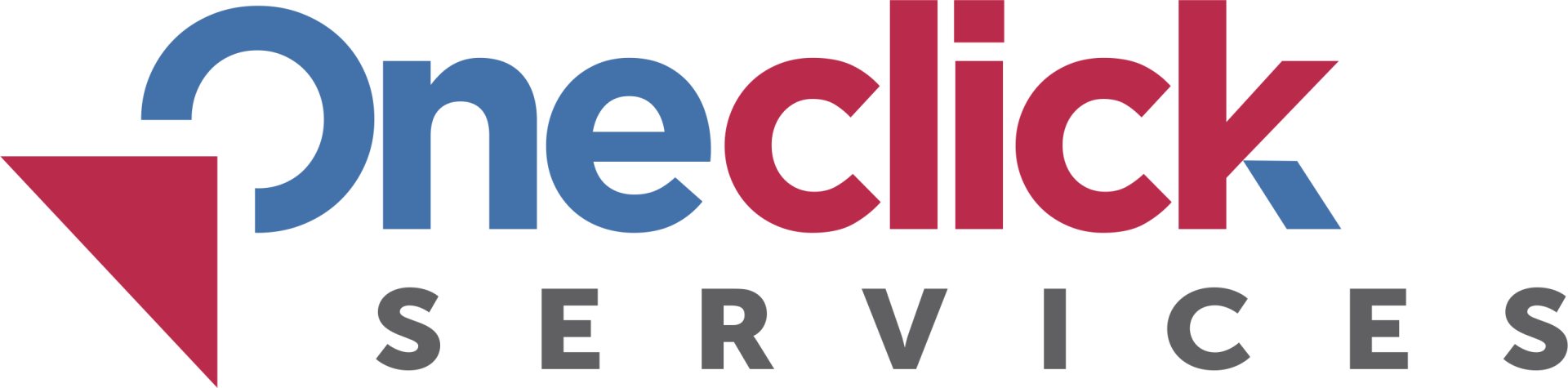 A blue and red logo for oneclick services