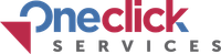 A blue and red logo for oneclick services
