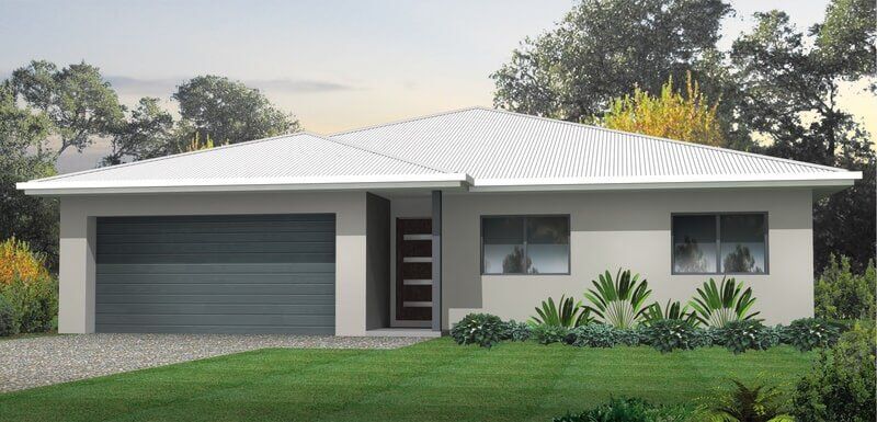 An artist 's impression of a house with a white roof