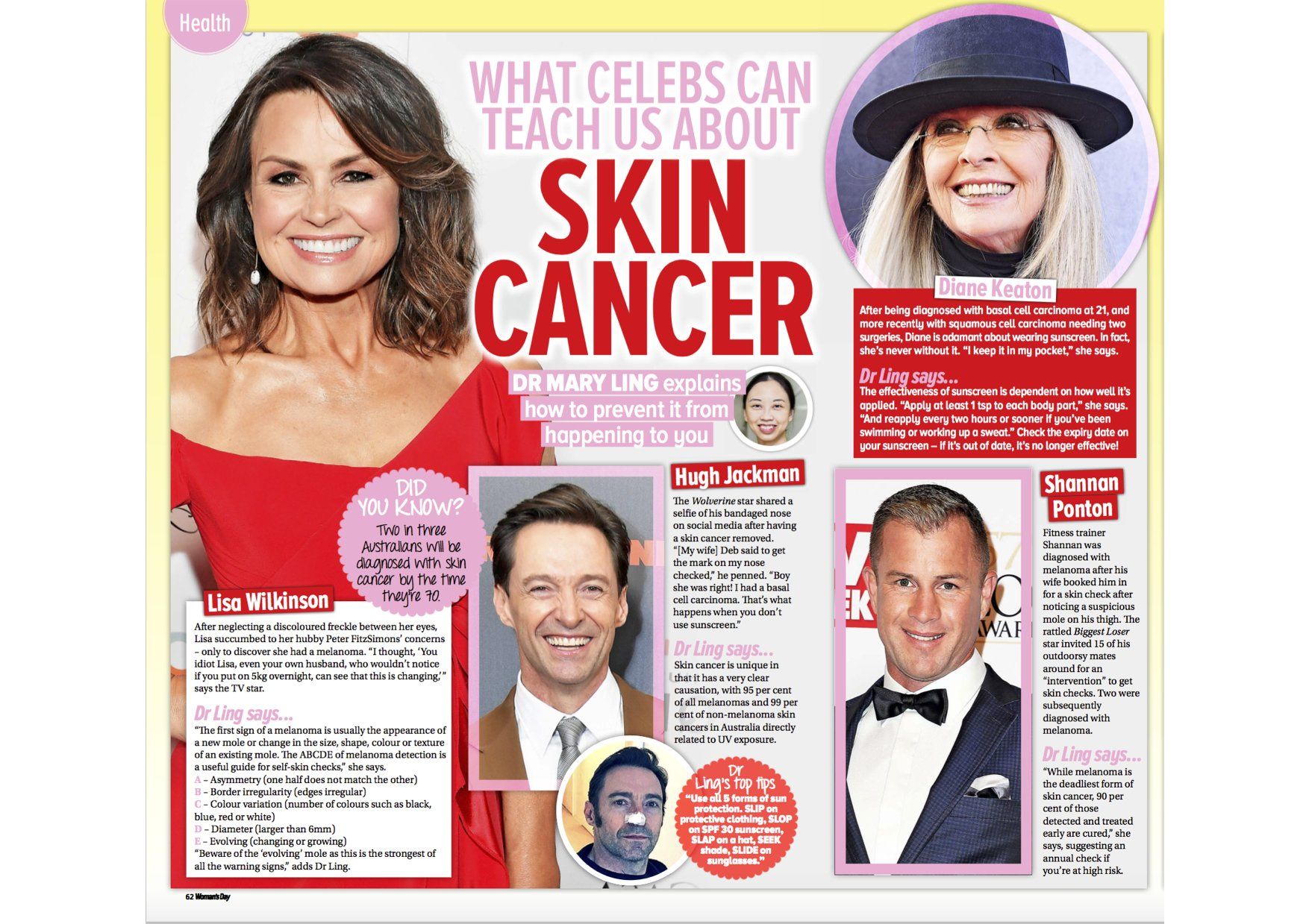 celebs Lisa Wilkinson, Hugh Jackman, Diane Keaton and Shannan Ponton