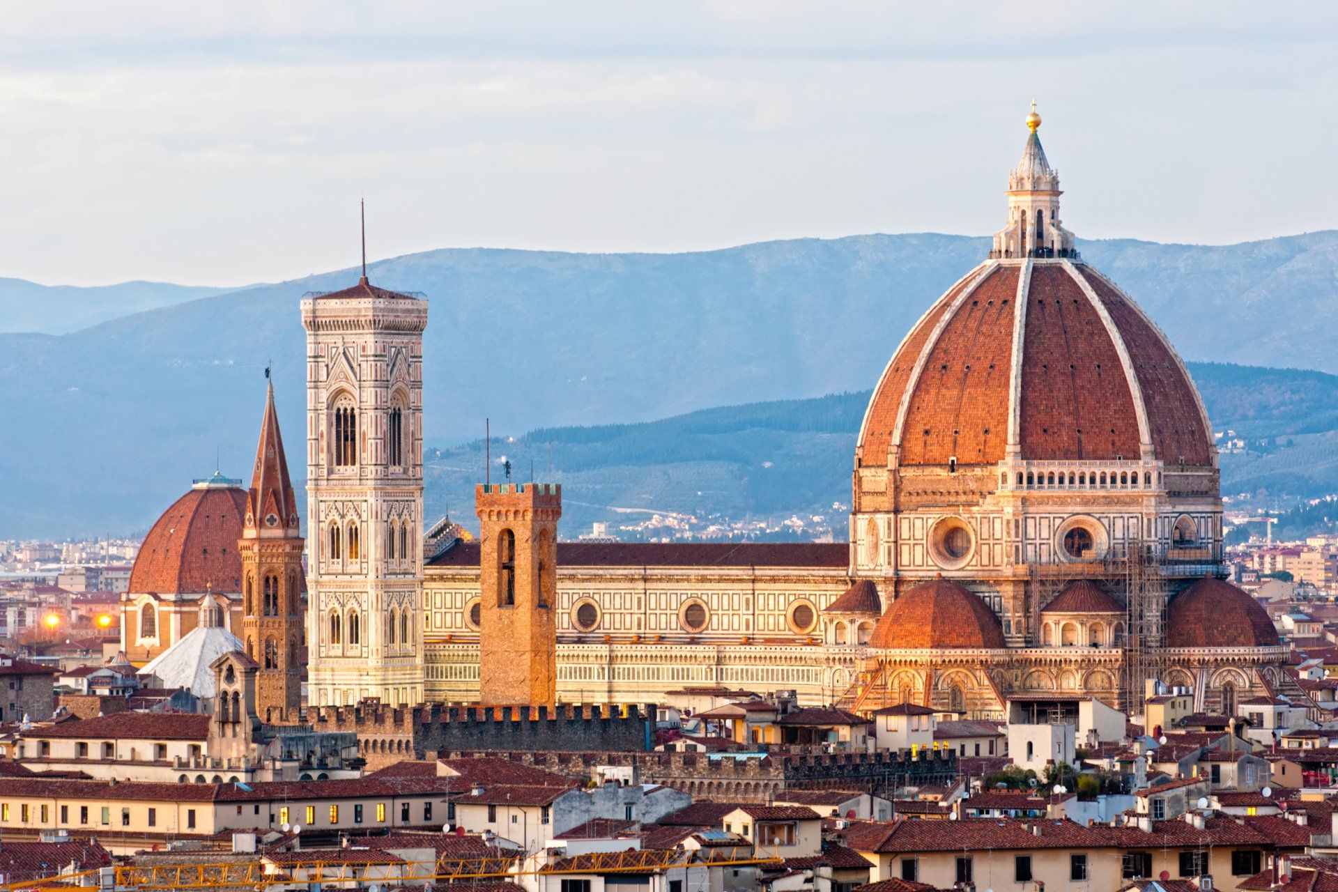 There is a large dome in the middle of the city.