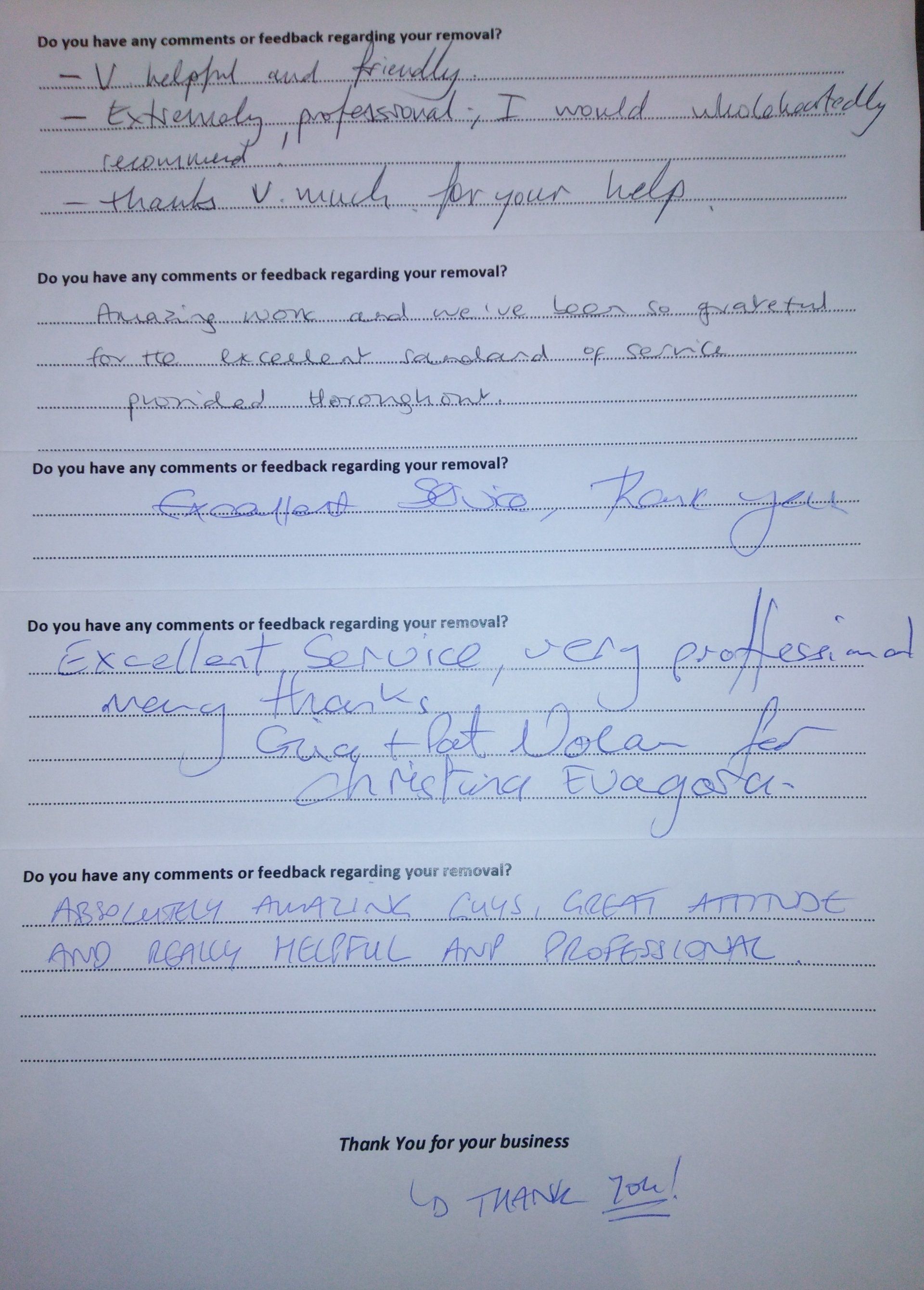 Removals reviews