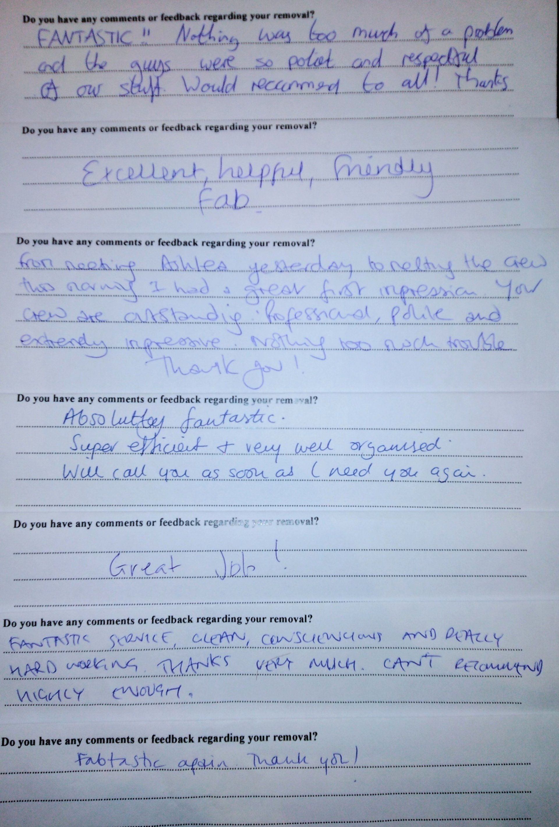 Removals reviews