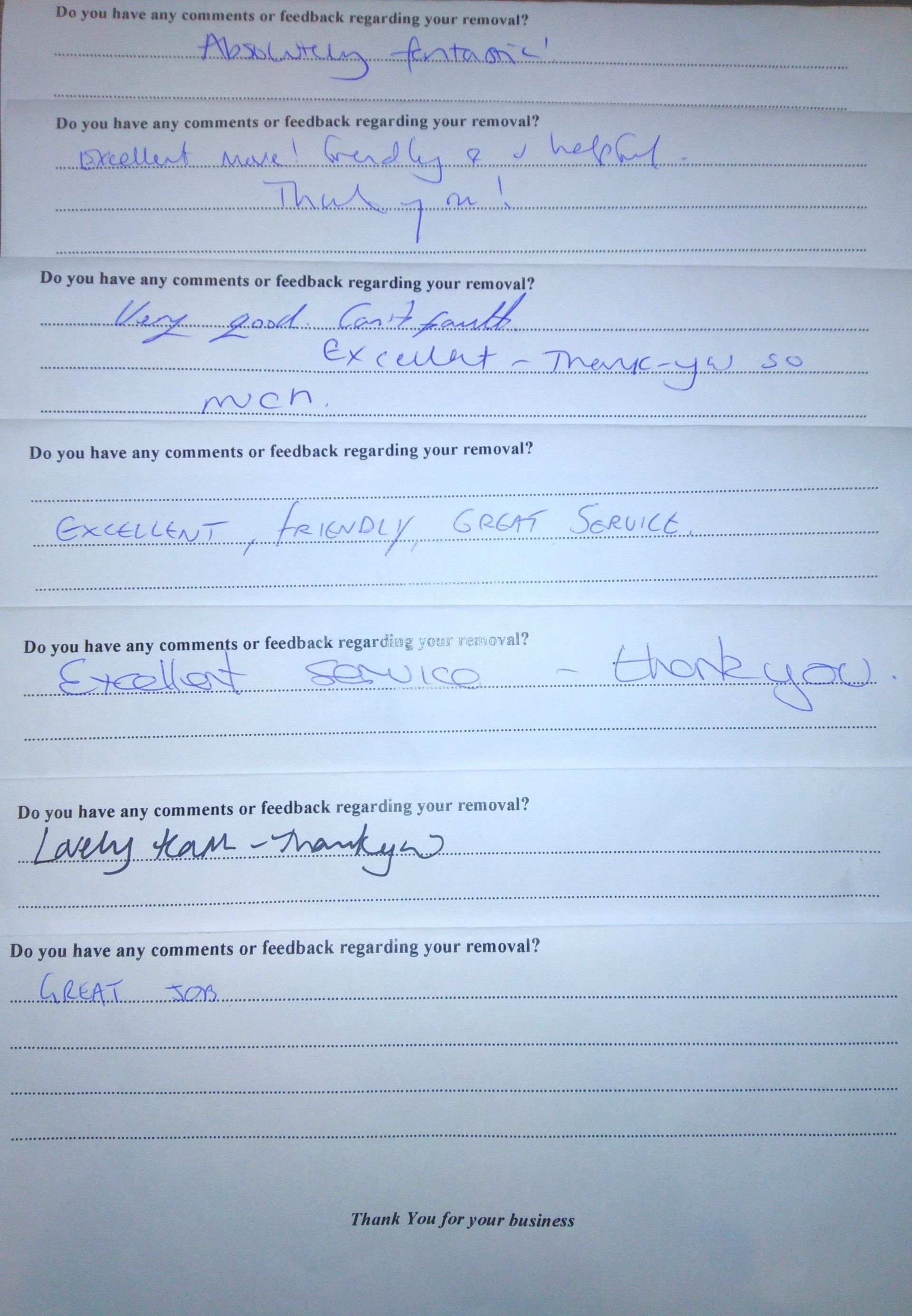 Removals reviews