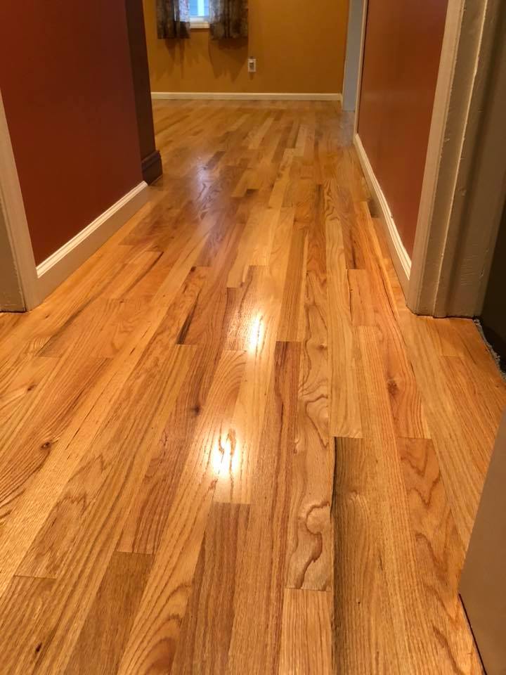 A hallway with hardwood floors in a house.