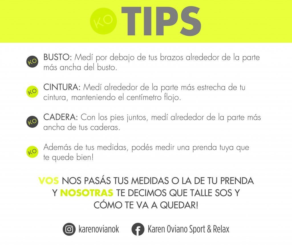 como medir una prenda. Tabla de talles karen oviano
