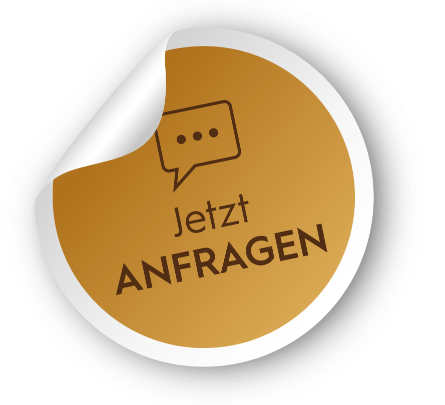 A sticker that says jetzt anfragen on it