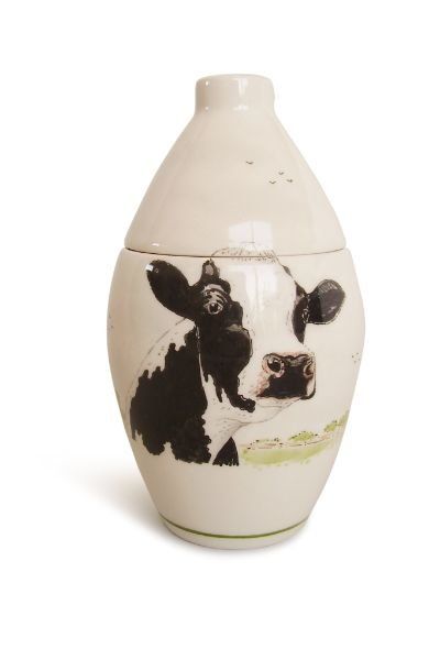 hand painted cremation urn Cow / Country life