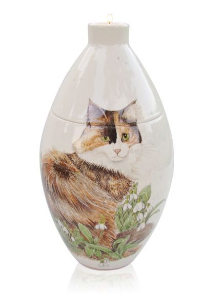 hand painted cremation urn Cat long hair