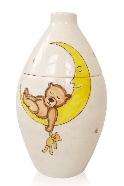 Hand painted child urn Bear on the moon