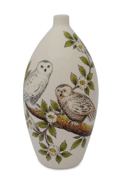 hand painted cremation urn Snowy Owls