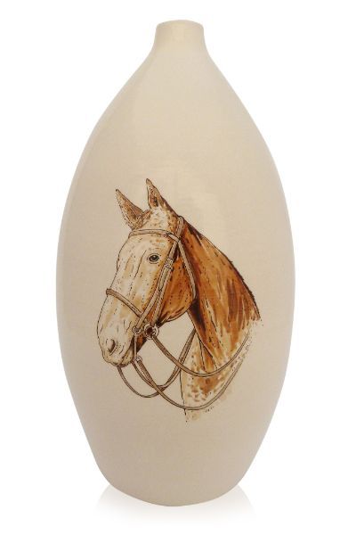 hand painted cremation urn Horse